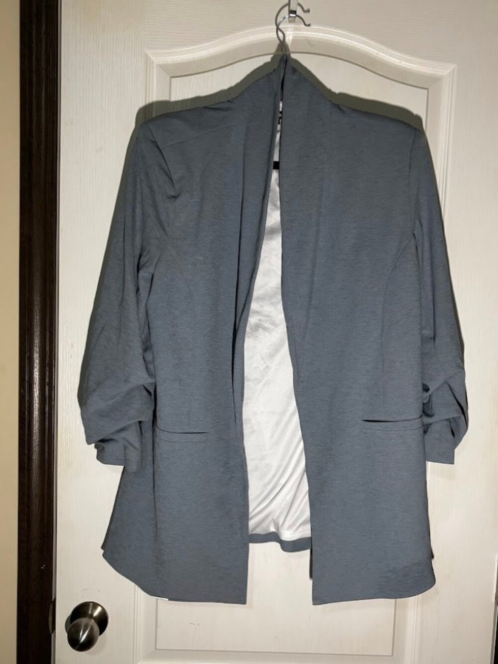 Fashion Nova Slate Blue Belted Wide Leg Pants Open Front Blazer 2 Piece Set